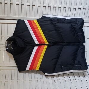Antler black and rainbow color full zip puff down and feathers mens vest size M